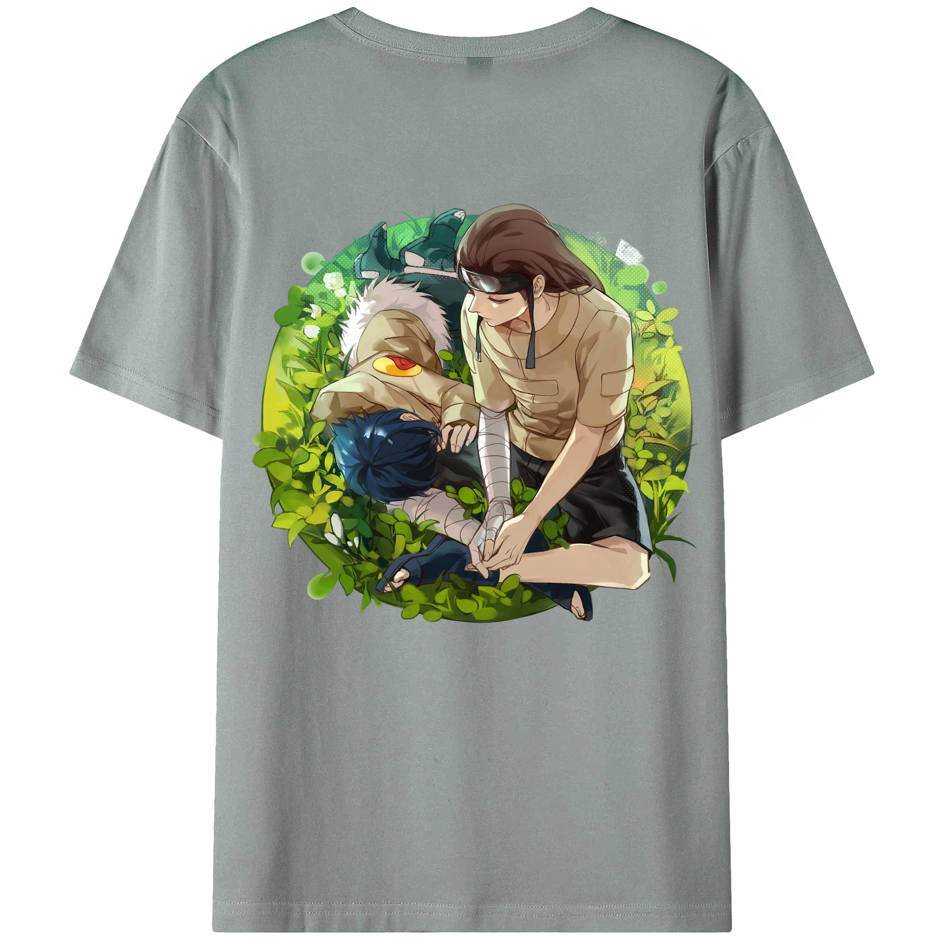 （画像用） NARUTO -ナルト- 日向ネジ Hyūga Neji 綿100％ メンズ半袖Tシャツ（バックプリント） 通気性